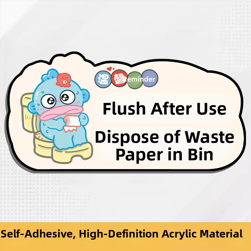 Akril falikép matrica – WC jel a fürdőszobában, rajzfilmszerű motívum, vízálló, 1 darab, modern minimalist stílusú, kereskedelmi helyiségekhez