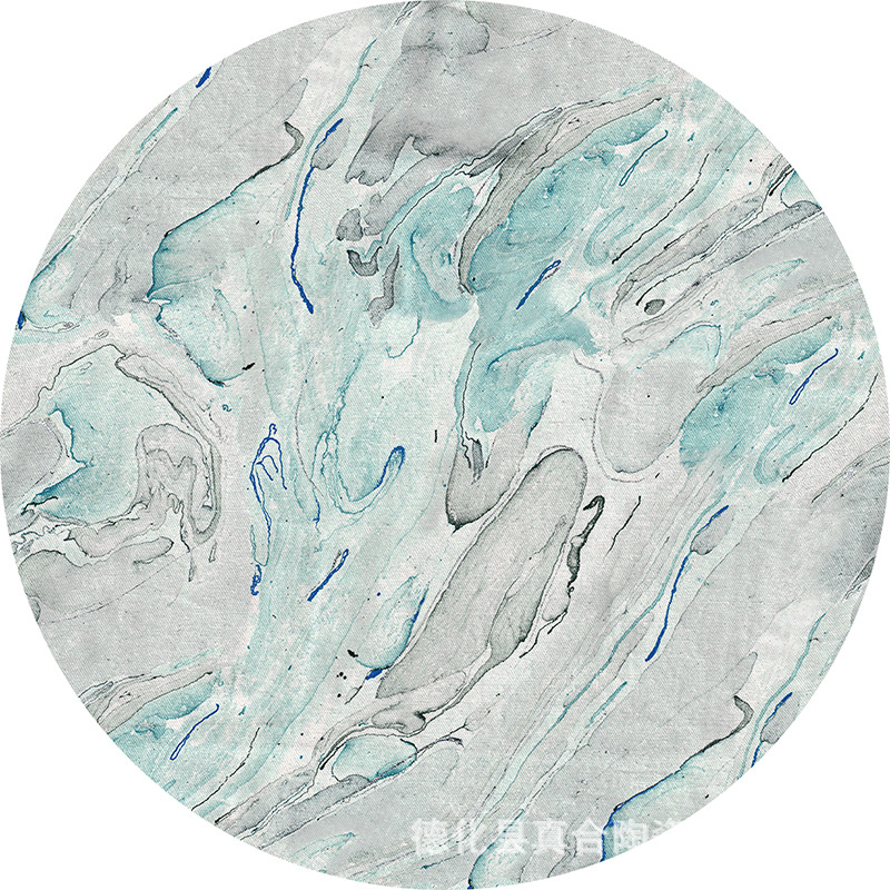 Absorbuojantis keraminis padėkliukas su kamštine baze, marmurinė tekstūra, apvalios formos, šiuolaikinis minimalistinis stilius