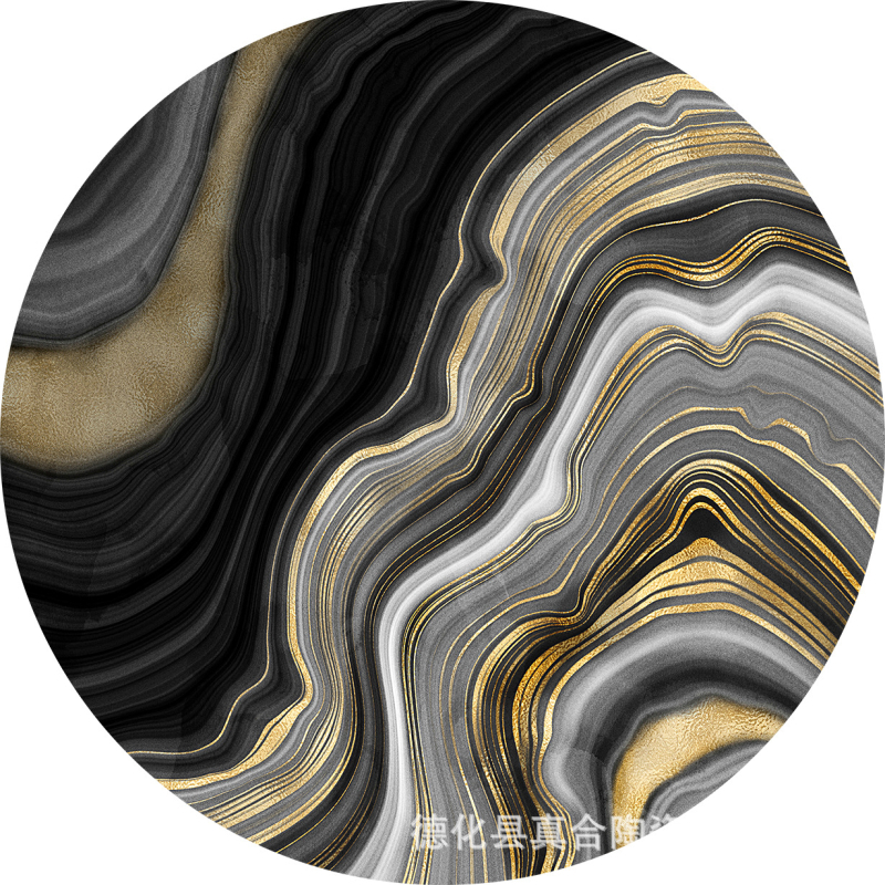 Absorbuojantis keraminis padėkliukas su kamštine baze, marmurinė tekstūra, apvalios formos, šiuolaikinis minimalistinis stilius