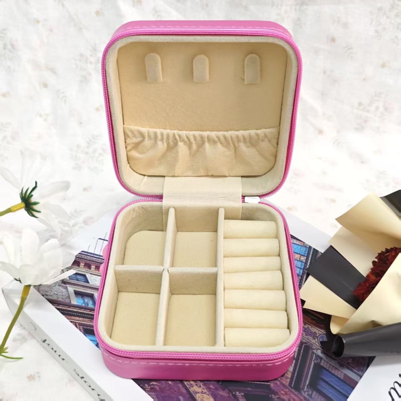 Cutie bijuterii din piele Vine, PU piele european retro, Modelul 5, Model solid, Carcasă rigidă, pentru depozitare brățări cristal și ruj