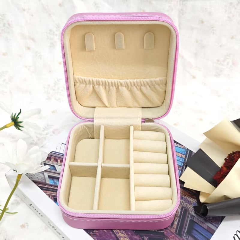 Cutie bijuterii din piele Vine, PU piele european retro, Modelul 5, Model solid, Carcasă rigidă, pentru depozitare brățări cristal și ruj