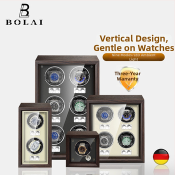 BOLAI Koka Pulksteņu Šakers un Rotators, Kluss, Pretmagnētisks, Automātisks ar Glabāšanas Kastīti