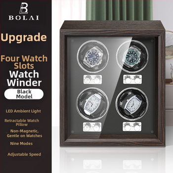 BOLAI Koka Pulksteņu Šakers un Rotators, Kluss, Pretmagnētisks, Automātisks ar Glabāšanas Kastīti