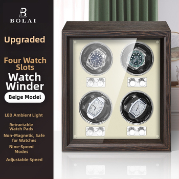 BOLAI Koka Pulksteņu Šakers un Rotators, Kluss, Pretmagnētisks, Automātisks ar Glabāšanas Kastīti