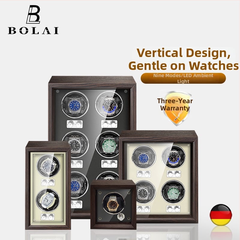 BOLAI Koka Pulksteņu Šakers un Rotators, Kluss, Pretmagnētisks, Automātisks ar Glabāšanas Kastīti