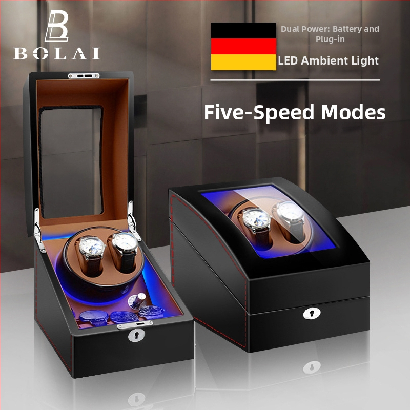 BOLAI Koka Pulksteņu Šakers un Rotators, Kluss, Pretmagnētisks, Automātisks ar Glabāšanas Kastīti