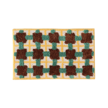 Подложка за крака - хидроабсорбиращ и бързосъхнещ, полиестер, квадратна форма, машинно пране, модерен минималистичен дизайн за баня и вход.