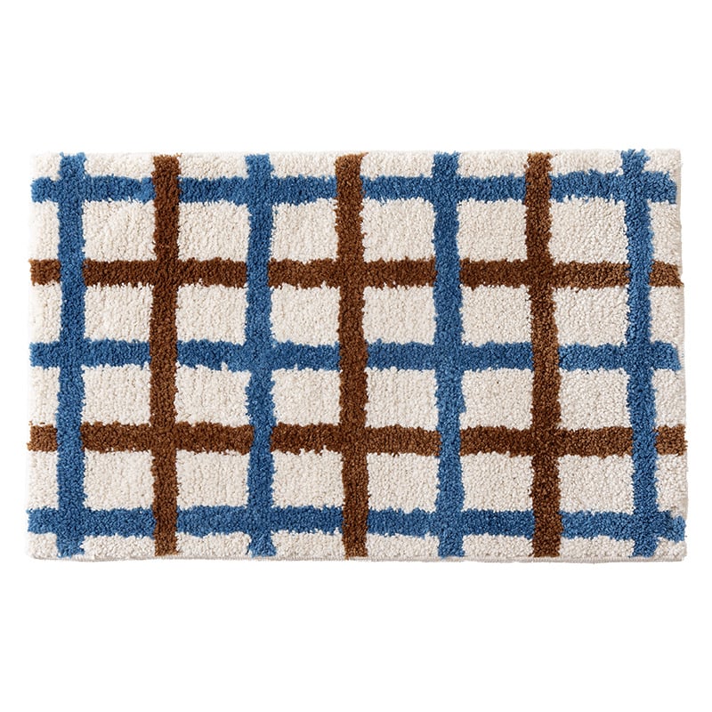 Подложка за крака - хидроабсорбиращ и бързосъхнещ, полиестер, квадратна форма, машинно пране, модерен минималистичен дизайн за баня и вход.