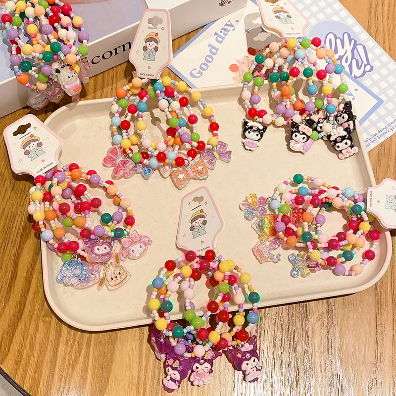 Gyerekeknek készült karkötő, rajzfilmszerű stílus, műanyag/gyanta gyöngyök, kézzel készült, Hercegnő sorozat, 3-6, 6-10 és 10+ éveseknek