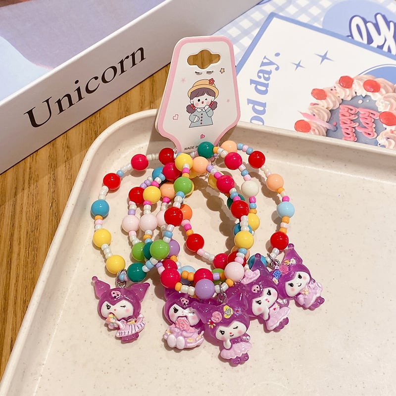 Gyerekeknek készült karkötő, rajzfilmszerű stílus, műanyag/gyanta gyöngyök, kézzel készült, Hercegnő sorozat, 3-6, 6-10 és 10+ éveseknek