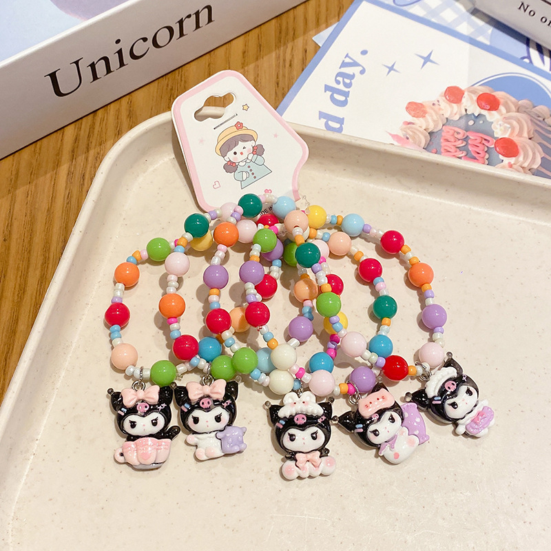 Gyerekeknek készült karkötő, rajzfilmszerű stílus, műanyag/gyanta gyöngyök, kézzel készült, Hercegnő sorozat, 3-6, 6-10 és 10+ éveseknek