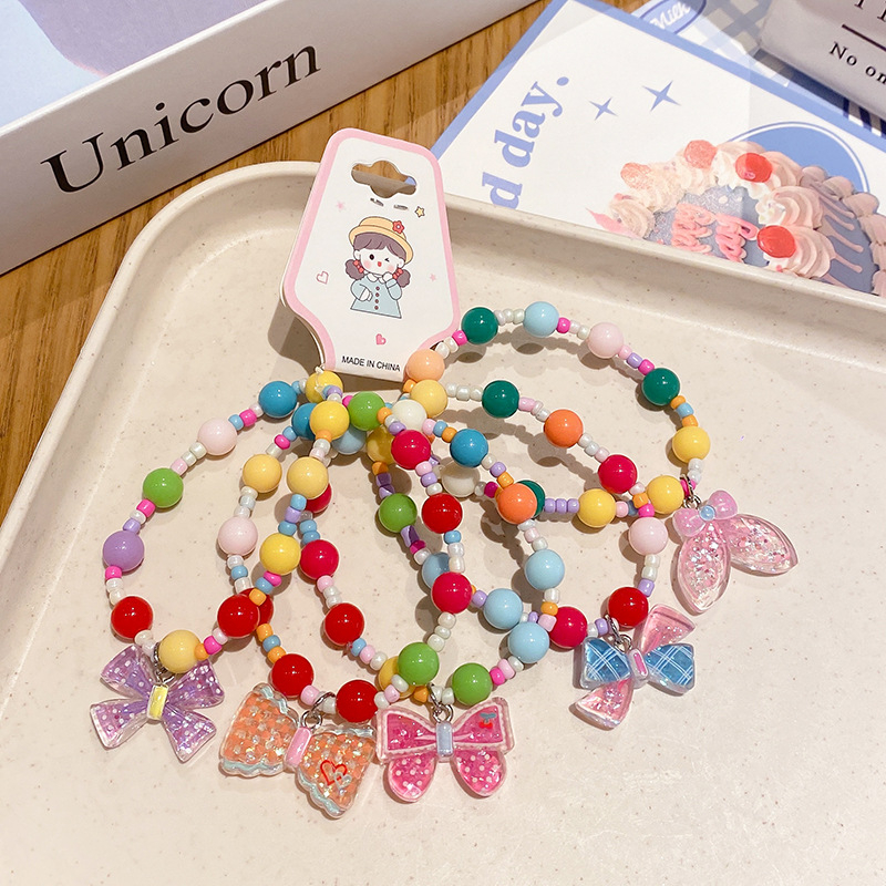 Gyerekeknek készült karkötő, rajzfilmszerű stílus, műanyag/gyanta gyöngyök, kézzel készült, Hercegnő sorozat, 3-6, 6-10 és 10+ éveseknek