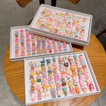 Детски пръстен с плодова форма, пластмасов материал, карикатурен стил, регулируем пръстен