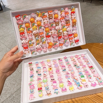 Детски пръстен с плодова форма, пластмасов материал, карикатурен стил, регулируем пръстен