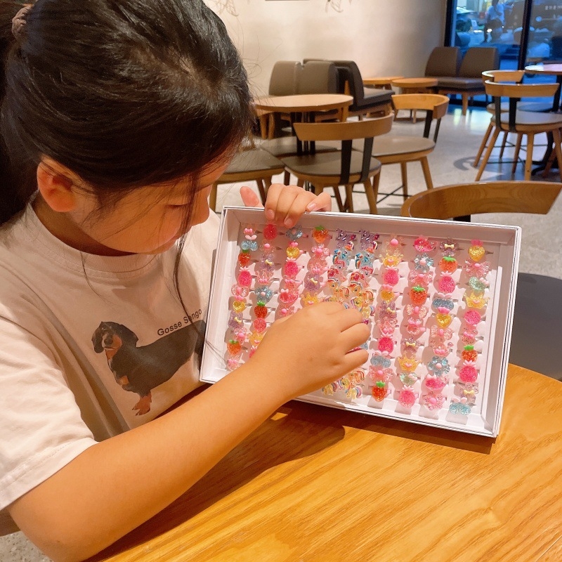 Детски пръстен с плодова форма, пластмасов материал, карикатурен стил, регулируем пръстен