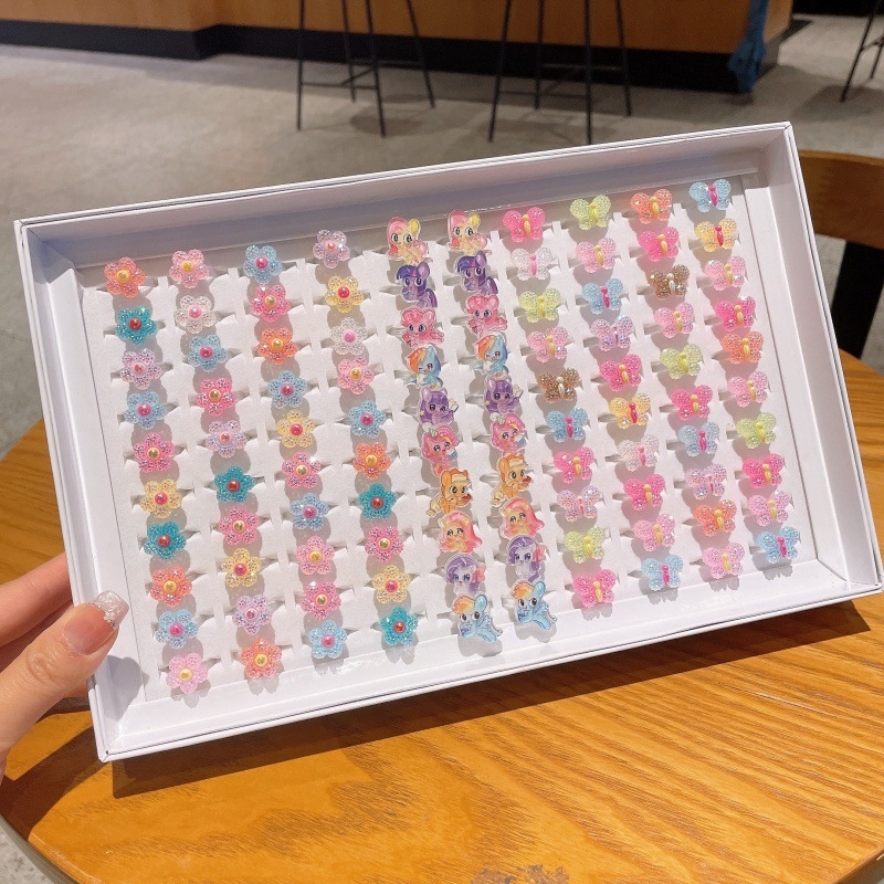 Детски пръстен с плодова форма, пластмасов материал, карикатурен стил, регулируем пръстен