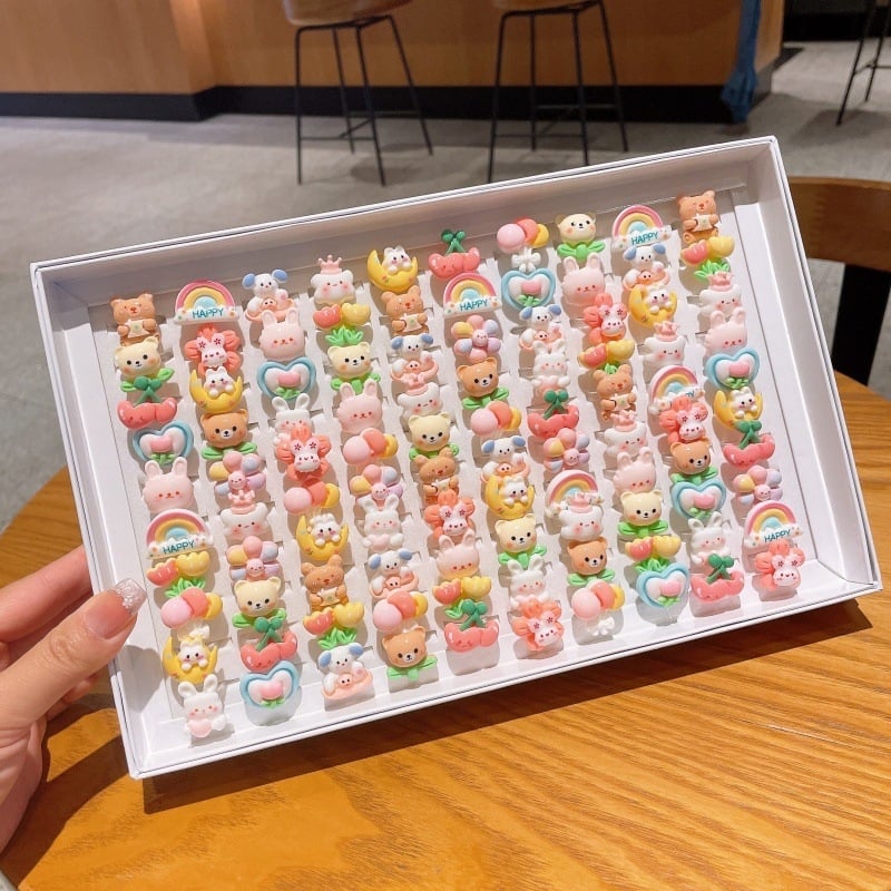 Детски пръстен с плодова форма, пластмасов материал, карикатурен стил, регулируем пръстен