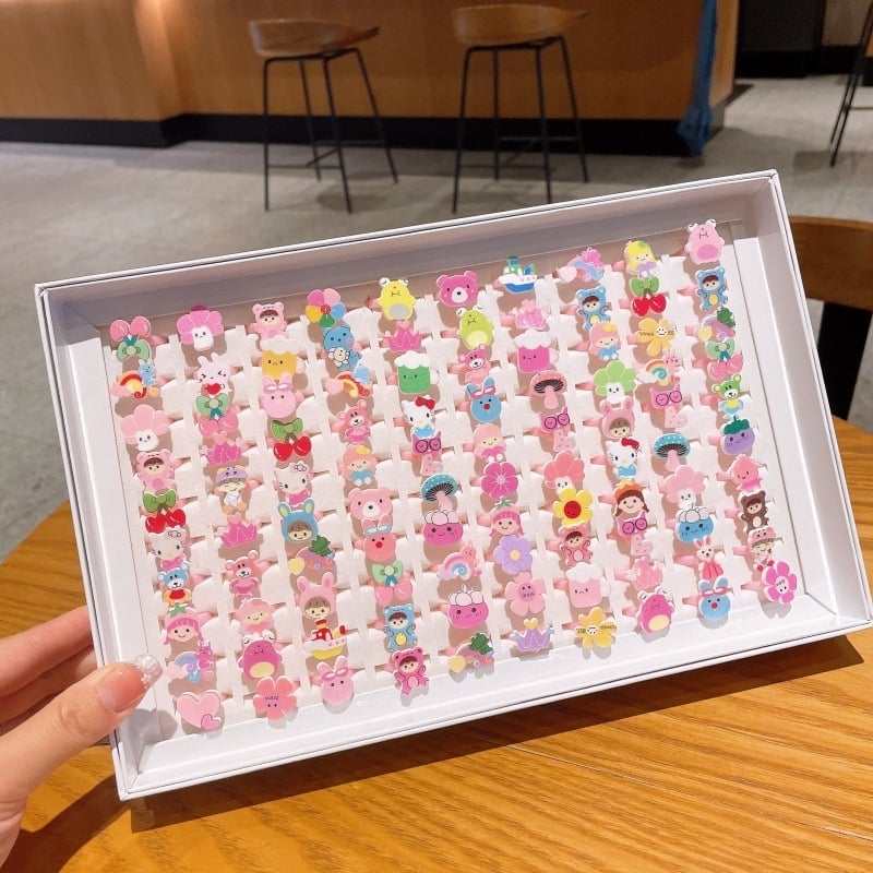 Детски пръстен с плодова форма, пластмасов материал, карикатурен стил, регулируем пръстен