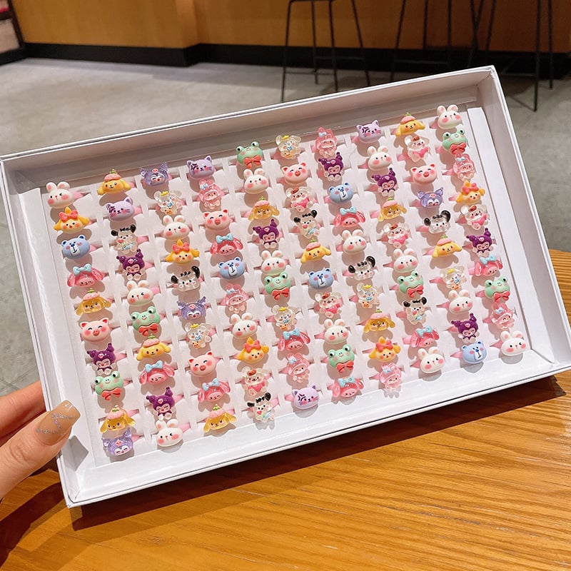 Детски пръстен с плодова форма, пластмасов материал, карикатурен стил, регулируем пръстен