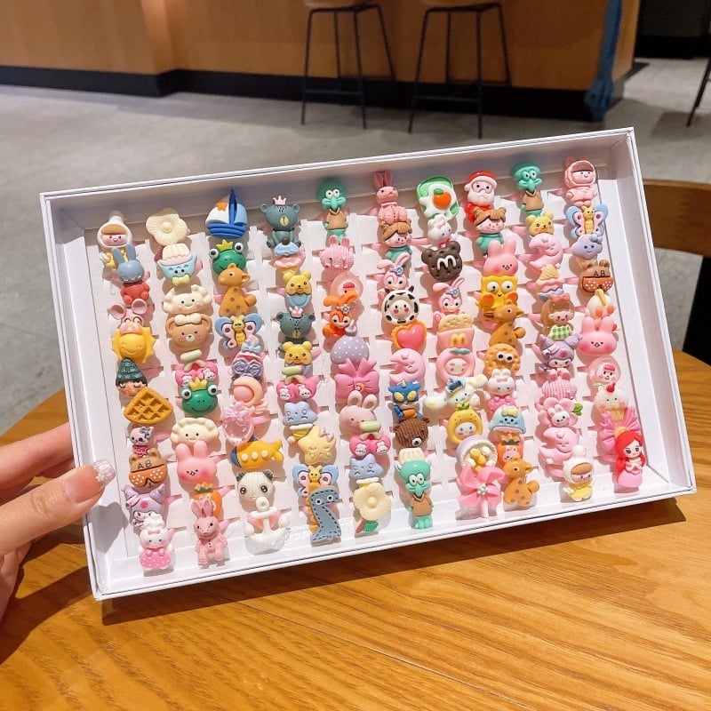 Детски пръстен с плодова форма, пластмасов материал, карикатурен стил, регулируем пръстен