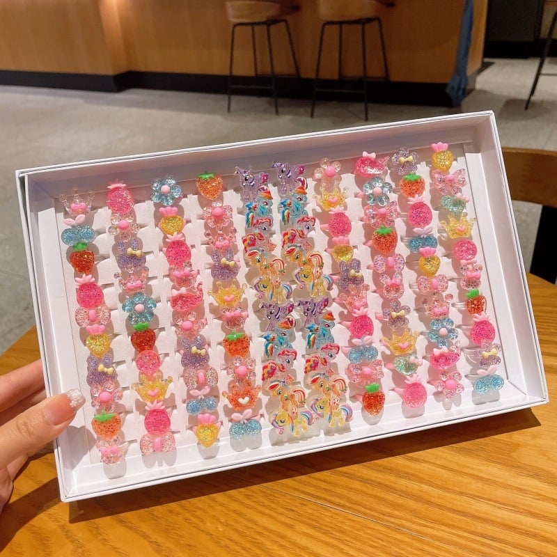 Детски пръстен с плодова форма, пластмасов материал, карикатурен стил, регулируем пръстен