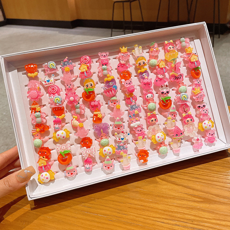 Детски пръстен с плодова форма, пластмасов материал, карикатурен стил, регулируем пръстен