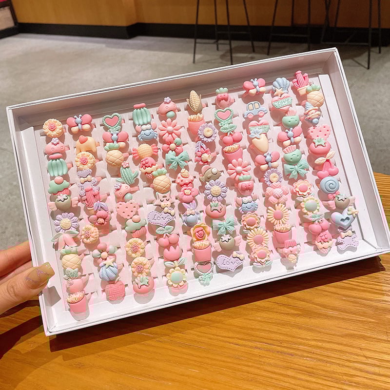 Детски пръстен с плодова форма, пластмасов материал, карикатурен стил, регулируем пръстен