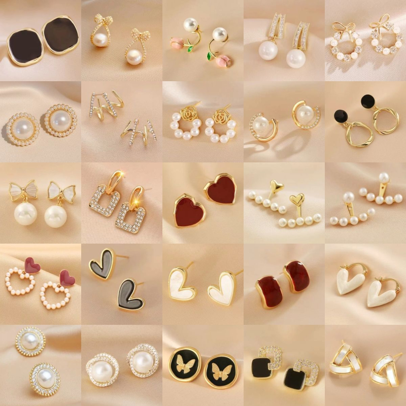 Pastoralni stil naušnica, 925 srebrna igla za uho, svježe i slatko, proljeće 2025