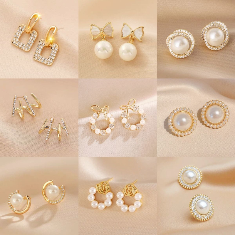 Pastoralni stil naušnica, 925 srebrna igla za uho, svježe i slatko, proljeće 2025