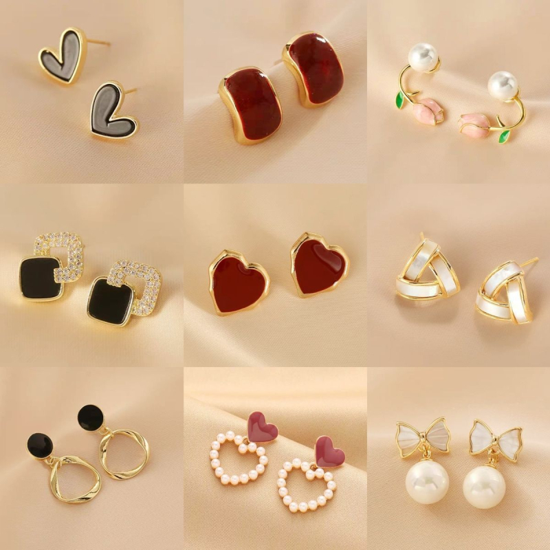 Pastoralni stil naušnica, 925 srebrna igla za uho, svježe i slatko, proljeće 2025