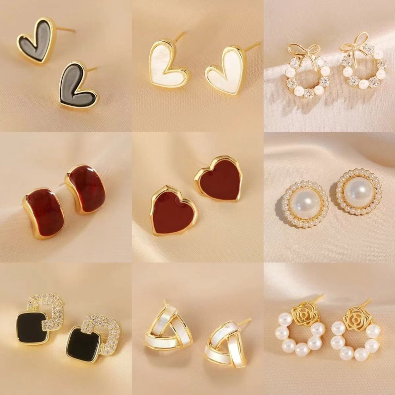 Pastoralni stil naušnica, 925 srebrna igla za uho, svježe i slatko, proljeće 2025