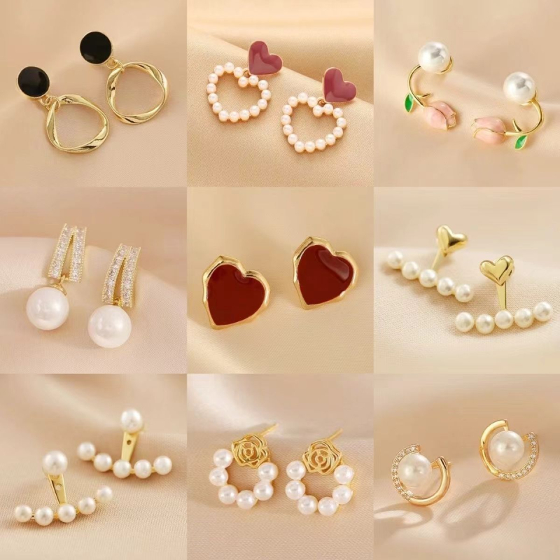 Pastoralni stil naušnica, 925 srebrna igla za uho, svježe i slatko, proljeće 2025