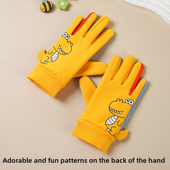 Bērnu ziemas cimdi no neilona, slēpošanai, karikatūras raksts, silti, vecums 5–10 gadi