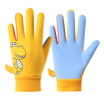 Bērnu ziemas cimdi no neilona, slēpošanai, karikatūras raksts, silti, vecums 5–10 gadi