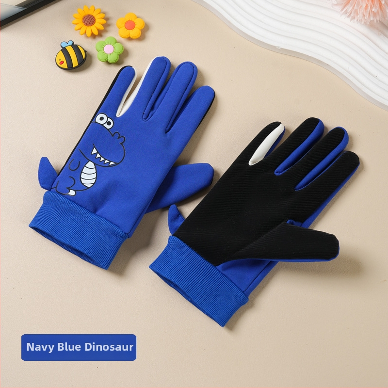 Bērnu ziemas cimdi no neilona, slēpošanai, karikatūras raksts, silti, vecums 5–10 gadi