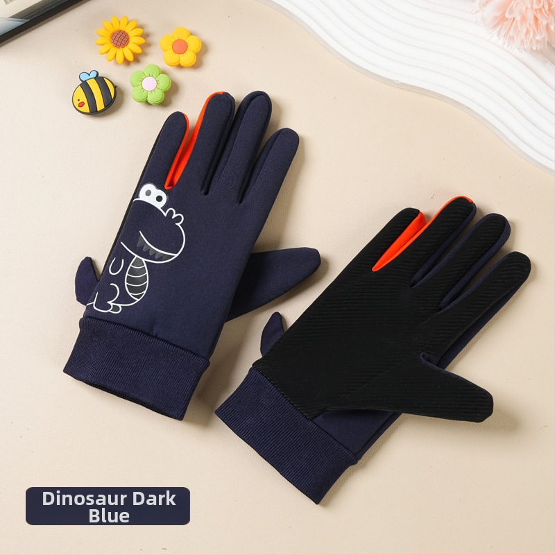 Bērnu ziemas cimdi no neilona, slēpošanai, karikatūras raksts, silti, vecums 5–10 gadi