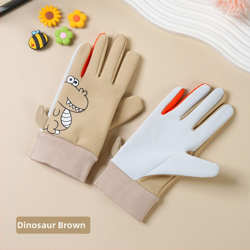 Bērnu ziemas cimdi no neilona, slēpošanai, karikatūras raksts, silti, vecums 5–10 gadi