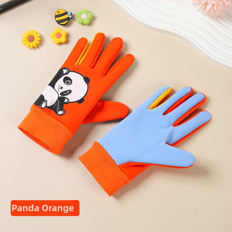 Bērnu ziemas cimdi no neilona, slēpošanai, karikatūras raksts, silti, vecums 5–10 gadi