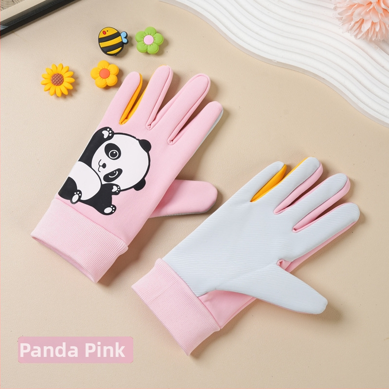 Bērnu ziemas cimdi no neilona, slēpošanai, karikatūras raksts, silti, vecums 5–10 gadi