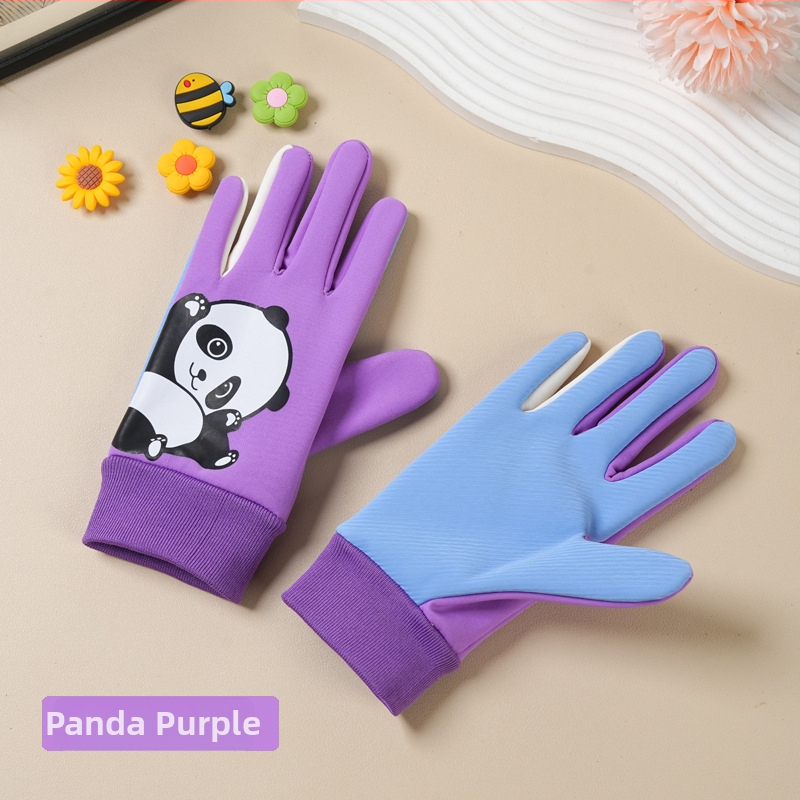 Bērnu ziemas cimdi no neilona, slēpošanai, karikatūras raksts, silti, vecums 5–10 gadi