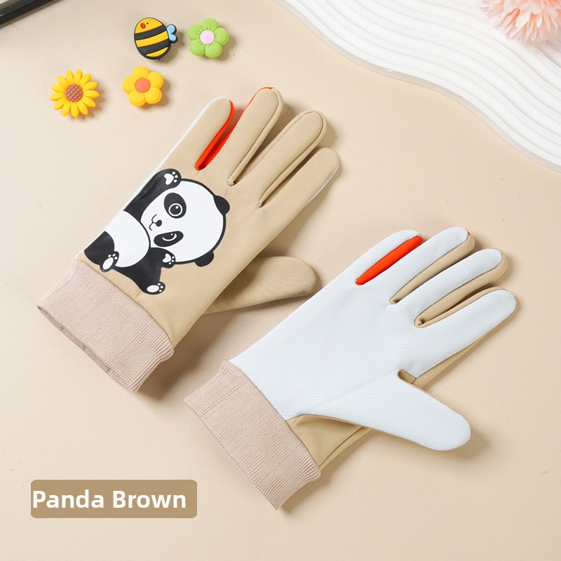 Bērnu ziemas cimdi no neilona, slēpošanai, karikatūras raksts, silti, vecums 5–10 gadi