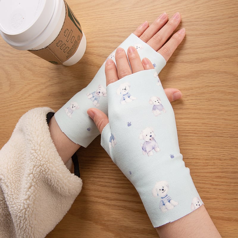 Puspirkstu cimdi ziemai, universāli, roku aizsardzība, rakstīšanai, pret vēju, no poliestera