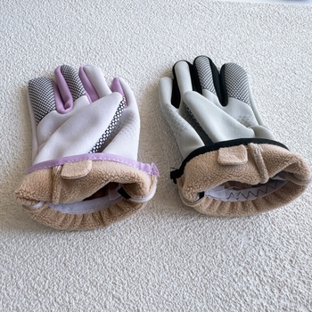 Bērnu ziemas cimdi no auduma, ar karikatūras dizainu un atdalītiem pirkstiem, saglabā siltumu, vecuma 6–10 gadi