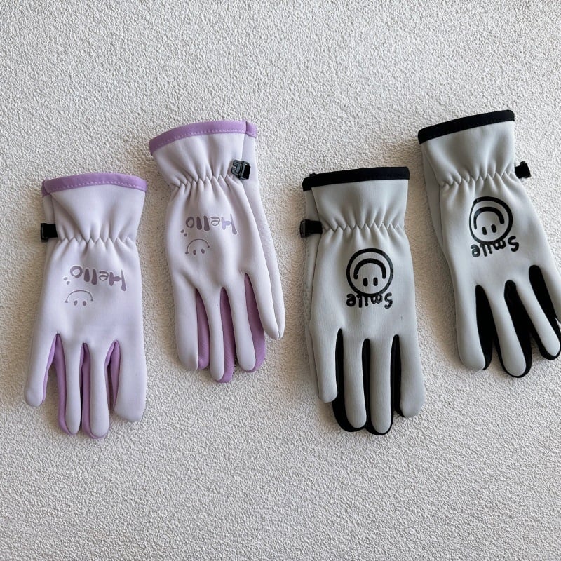 Bērnu ziemas cimdi no auduma, ar karikatūras dizainu un atdalītiem pirkstiem, saglabā siltumu, vecuma 6–10 gadi