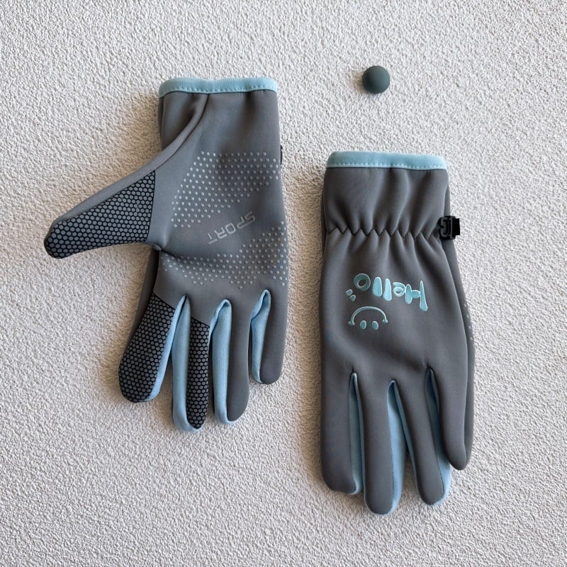 Bērnu ziemas cimdi no auduma, ar karikatūras dizainu un atdalītiem pirkstiem, saglabā siltumu, vecuma 6–10 gadi