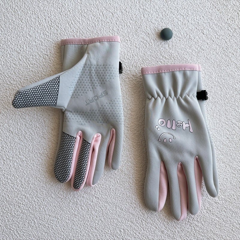 Bērnu ziemas cimdi no auduma, ar karikatūras dizainu un atdalītiem pirkstiem, saglabā siltumu, vecuma 6–10 gadi