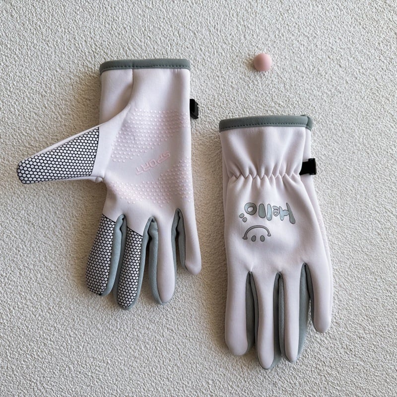 Bērnu ziemas cimdi no auduma, ar karikatūras dizainu un atdalītiem pirkstiem, saglabā siltumu, vecuma 6–10 gadi