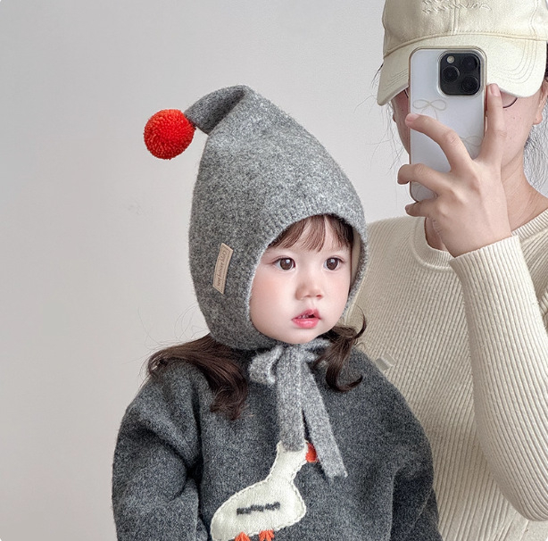 Zimska pletena kapa za bebe, sladak korejski stil, debela topla kapa s zaštitom ušiju, za vanjske uvjete