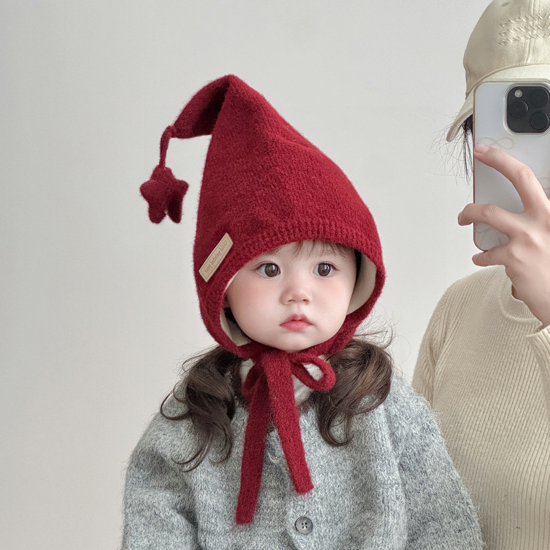 Zimska pletena kapa za bebe, sladak korejski stil, debela topla kapa s zaštitom ušiju, za vanjske uvjete