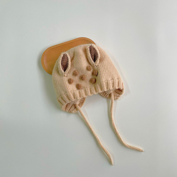 Dječja pletena kapa s ušima medvjeda, zimska topla, za djecu 6-12 mjeseci i 1-2 godine, vuna, džakard, korejski stil
